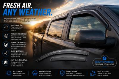 Black Horse Off Road - Black Horse Off Road [BHOR] |Tape On Rain Guard/Wind Deflectors|Chevrolet/GMC C1500/C2500/C3500/K1500/K2500/K3500, Chevrolet Tahoe, GMC Yukon, Cadillac Escalade, Chevrolet Suburban 1500 |Smoke,4Pcs|#140405 - Image 6