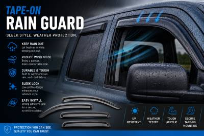Black Horse Off Road - Black Horse Off Road [BHOR] |Tape On Rain Guard/Wind Deflectors|Chevrolet/GMC C1500/C2500/C3500/K1500/K2500/K3500, Chevrolet Tahoe, GMC Yukon, Cadillac Escalade, Chevrolet Suburban 1500 |Smoke,4Pcs|#140405 - Image 8