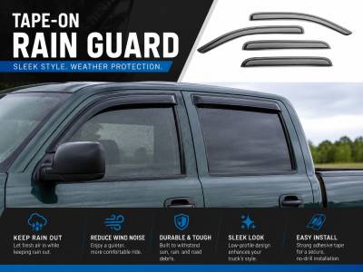 Black Horse Off Road - Black Horse Off Road [BHOR] |Tape On Rain Guard/Wind Deflectors|Chevrolet/GMC C1500/C2500/C3500/K1500/K2500/K3500, Chevrolet Tahoe, GMC Yukon, Cadillac Escalade, Chevrolet Suburban 1500 |Smoke,4Pcs|#140405 - Image 10
