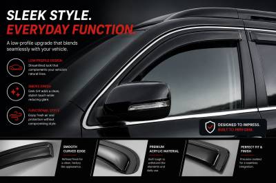 Black Horse Off Road - Black Horse Off Road [BHOR] |Tape On Rain Guard/Wind Deflectors|2007-2014 Chevrolet Tahoe /2007-2014 GMC Yukon |Smoke,4Pcs|#140430 - Image 3