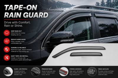 Black Horse Off Road - Black Horse Off Road [BHOR] |Tape On Rain Guard/Wind Deflectors|2007-2014 Chevrolet Tahoe /2007-2014 GMC Yukon |Smoke,4Pcs|#140430 - Image 5