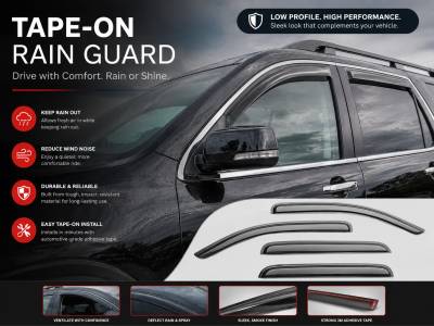 Black Horse Off Road - Black Horse Off Road [BHOR] |Tape On Rain Guard/Wind Deflectors|2007-2014 Chevrolet Tahoe /2007-2014 GMC Yukon |Smoke,4Pcs|#140430 - Image 10