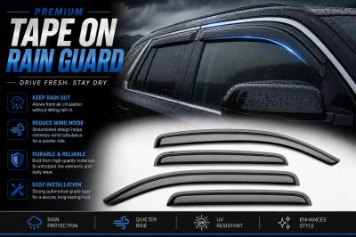 Black Horse Off Road - Black Horse Off Road [BHOR] |Tape On Rain Guard/Wind Deflectors|2015-2020 Cadillac Escalade ESV /2015-2023 Chevrolet Suburban  /2015-2020 GMC Yukon XL |Smoke,4Pcs|#140432 - Image 6