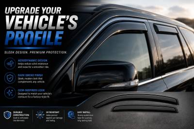 Black Horse Off Road - Black Horse Off Road [BHOR] |Tape On Rain Guard/Wind Deflectors|2015-2020 Cadillac Escalade ESV /2015-2023 Chevrolet Suburban  /2015-2020 GMC Yukon XL |Smoke,4Pcs|#140432 - Image 8
