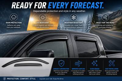 Black Horse Off Road - Black Horse Off Road [BHOR] |Tape On Rain Guard/Wind Deflectors|Avalanche, Silverado 1500/2500/3500 HD Crew Cab, Suburban 1500/2500, GMC Sierra 1500/2500 HD/3500 HD Crew Cab, Yukon XL 1500/2500 |Smoke,4Pcs|#140435 - Image 7