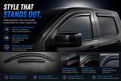 Black Horse Off Road - Black Horse Off Road [BHOR] |Tape On Rain Guard/Wind Deflectors|Avalanche, Silverado 1500/2500/3500 HD Crew Cab, Suburban 1500/2500, GMC Sierra 1500/2500 HD/3500 HD Crew Cab, Yukon XL 1500/2500 |Smoke,4Pcs|#140435 - Image 8