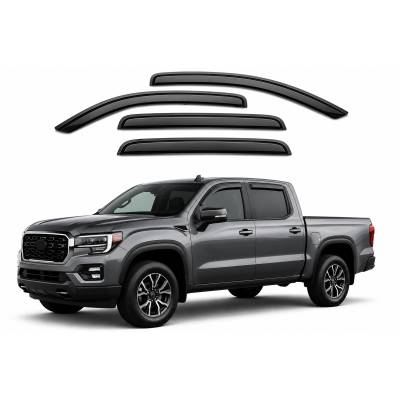 Black Horse Off Road [BHOR] |Tape On Rain Guard/Wind Deflectors|2019-2024 Silverado, Sierra 1500 Crew Cab/2020-2024 Silverado,Sierra 2500-3500 HD Crew Cab|Smoke,4Pcs|#140440
