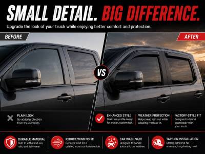 Black Horse Off Road - Black Horse Off Road [BHOR] |Tape On Rain Guard/Wind Deflectors|2019-2024 Silverado, Sierra 1500 Crew Cab/2020-2024 Silverado,Sierra 2500-3500 HD Crew Cab|Smoke,4Pcs|#140440 - Image 3