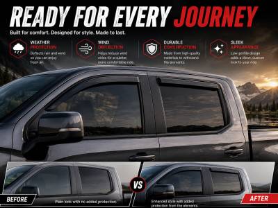 Black Horse Off Road - Black Horse Off Road [BHOR] |Tape On Rain Guard/Wind Deflectors|2019-2024 Silverado, Sierra 1500 Crew Cab/2020-2024 Silverado,Sierra 2500-3500 HD Crew Cab|Smoke,4Pcs|#140440 - Image 4