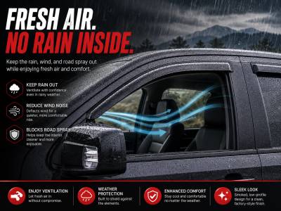 Black Horse Off Road - Black Horse Off Road [BHOR] |Tape On Rain Guard/Wind Deflectors|2019-2024 Silverado, Sierra 1500 Crew Cab/2020-2024 Silverado,Sierra 2500-3500 HD Crew Cab|Smoke,4Pcs|#140440 - Image 6