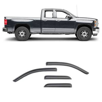 Black Horse Off Road [BHOR] |Tape On Rain Guard/Wind Deflectors|2019-2024 GMC Sierra 1500 Double Cab/2019-2024 Chevrolet Silverado 1500 Double Cab|Smoke,4Pcs|#140442