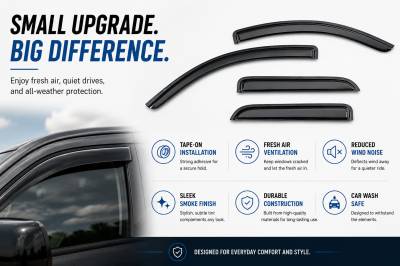 Black Horse Off Road - Black Horse Off Road [BHOR] |Tape On Rain Guard/Wind Deflectors|2019-2024 GMC Sierra 1500 Double Cab/2019-2024 Chevrolet Silverado 1500 Double Cab|Smoke,4Pcs|#140442 - Image 5
