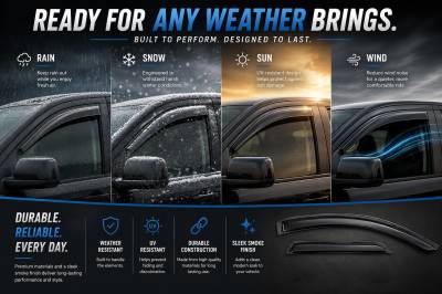Black Horse Off Road - Black Horse Off Road [BHOR] |Tape On Rain Guard/Wind Deflectors|2019-2024 GMC Sierra 1500 Double Cab/2019-2024 Chevrolet Silverado 1500 Double Cab|Smoke,4Pcs|#140442 - Image 6