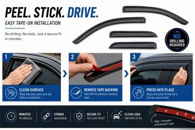 Black Horse Off Road - Black Horse Off Road [BHOR] |Tape On Rain Guard/Wind Deflectors|2019-2024 GMC Sierra 1500 Double Cab/2019-2024 Chevrolet Silverado 1500 Double Cab|Smoke,4Pcs|#140442 - Image 7