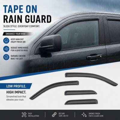 Black Horse Off Road - Black Horse Off Road [BHOR] |Tape On Rain Guard/Wind Deflectors|2019-2024 GMC Sierra 1500 Double Cab/2019-2024 Chevrolet Silverado 1500 Double Cab|Smoke,4Pcs|#140442 - Image 8