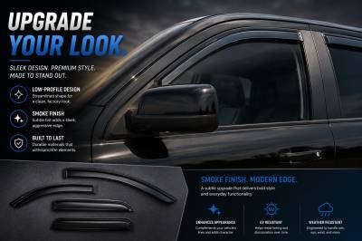 Black Horse Off Road - Black Horse Off Road [BHOR] |Tape On Rain Guard/Wind Deflectors|2019-2024 GMC Sierra 1500 Double Cab/2019-2024 Chevrolet Silverado 1500 Double Cab|Smoke,4Pcs|#140442 - Image 10