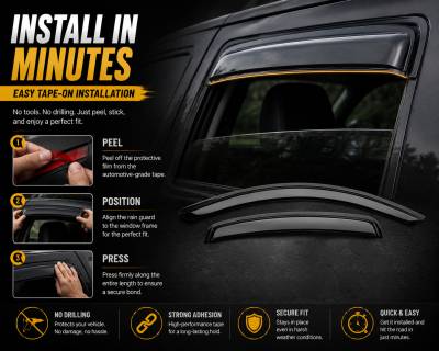 Black Horse Off Road - Black Horse Off Road [BHOR] |Tape On Rain Guard/Wind Deflectors|2003-2009 Hummer H2 |Smoke,4Pcs|#140450 - Image 3