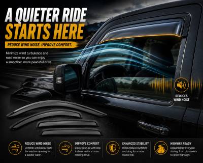 Black Horse Off Road - Black Horse Off Road [BHOR] |Tape On Rain Guard/Wind Deflectors|2003-2009 Hummer H2 |Smoke,4Pcs|#140450 - Image 4