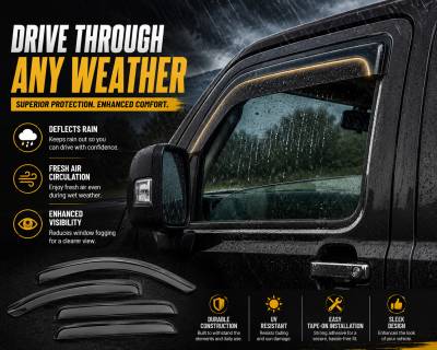 Black Horse Off Road - Black Horse Off Road [BHOR] |Tape On Rain Guard/Wind Deflectors|2003-2009 Hummer H2 |Smoke,4Pcs|#140450 - Image 6