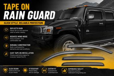 Black Horse Off Road - Black Horse Off Road [BHOR] |Tape On Rain Guard/Wind Deflectors|2003-2009 Hummer H2 |Smoke,4Pcs|#140450 - Image 7
