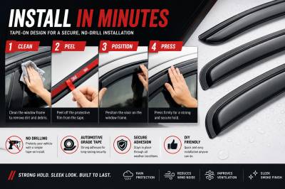 Black Horse Off Road - Black Horse Off Road [BHOR] |Tape On Rain Guard/Wind Deflectors|2011-2024 Dodge Durango |Smoke,4Pcs|#140512 - Image 6