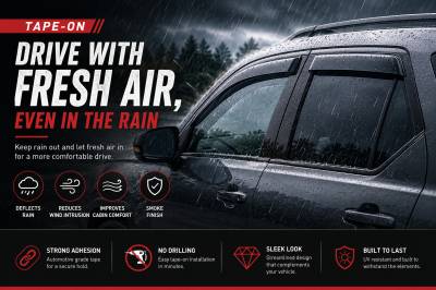 Black Horse Off Road - Black Horse Off Road [BHOR] |Tape On Rain Guard/Wind Deflectors|2011-2024 Dodge Durango |Smoke,4Pcs|#140512 - Image 7