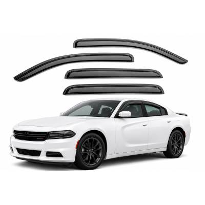 Black Horse Off Road [BHOR] |Tape On Rain Guard/Wind Deflectors|2011-2024 Dodge Charger |Smoke,4Pcs|#140521