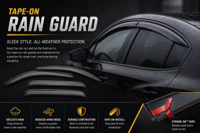 Black Horse Off Road - Black Horse Off Road [BHOR] |Tape On Rain Guard/Wind Deflectors|2011-2024 Dodge Charger |Smoke,4Pcs|#140521 - Image 3