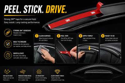 Black Horse Off Road - Black Horse Off Road [BHOR] |Tape On Rain Guard/Wind Deflectors|2011-2024 Dodge Charger |Smoke,4Pcs|#140521 - Image 7