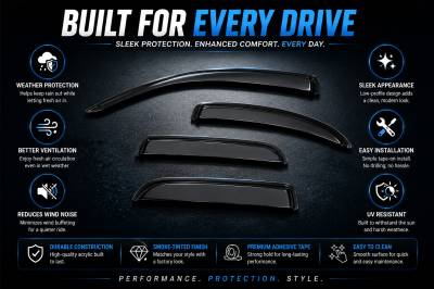 Black Horse Off Road - Black Horse Off Road [BHOR] |Tape On Rain Guard/Wind Deflectors|2002-2008 Dodge Ram 1500 Quad Cab/2003-2009 Dodge Ram 2500 Quad Cab/2003-2009 Dodge Ram 3500 Quad Cab|Smoke,4Pcs|#140530 - Image 9