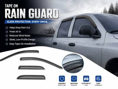 Black Horse Off Road - Black Horse Off Road [BHOR] |Tape On Rain Guard/Wind Deflectors|2002-2008 Dodge Ram 1500 Quad Cab/2003-2009 Dodge Ram 2500 Quad Cab/2003-2009 Dodge Ram 3500 Quad Cab|Smoke,4Pcs|#140530 - Image 10