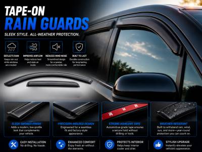 Black Horse Off Road - Black Horse Off Road [BHOR] |Tape On Rain Guard/Wind Deflectors|2008-2016 Chrysler Town & Country /2008-2018 Dodge Grand Caravan |Smoke,4Pcs|#140539 - Image 3