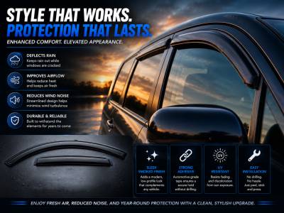 Black Horse Off Road - Black Horse Off Road [BHOR] |Tape On Rain Guard/Wind Deflectors|2008-2016 Chrysler Town & Country /2008-2018 Dodge Grand Caravan |Smoke,4Pcs|#140539 - Image 4
