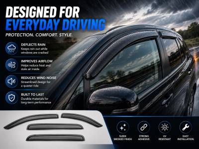 Black Horse Off Road - Black Horse Off Road [BHOR] |Tape On Rain Guard/Wind Deflectors|2008-2016 Chrysler Town & Country /2008-2018 Dodge Grand Caravan |Smoke,4Pcs|#140539 - Image 5