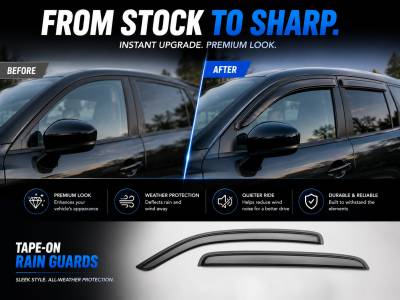 Black Horse Off Road - Black Horse Off Road [BHOR] |Tape On Rain Guard/Wind Deflectors|2008-2016 Chrysler Town & Country /2008-2018 Dodge Grand Caravan |Smoke,4Pcs|#140539 - Image 6