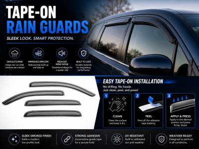 Black Horse Off Road - Black Horse Off Road [BHOR] |Tape On Rain Guard/Wind Deflectors|2008-2016 Chrysler Town & Country /2008-2018 Dodge Grand Caravan |Smoke,4Pcs|#140539 - Image 7