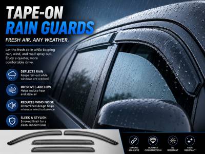 Black Horse Off Road - Black Horse Off Road [BHOR] |Tape On Rain Guard/Wind Deflectors|2008-2016 Chrysler Town & Country /2008-2018 Dodge Grand Caravan |Smoke,4Pcs|#140539 - Image 8