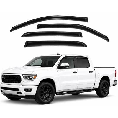 Black Horse Off Road [BHOR] |Tape On Rain Guard/Wind Deflectors|2019-2024 Ram 1500 Crew Cab|Smoke,4Pcs|#140540