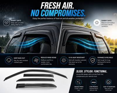 Black Horse Off Road - Black Horse Off Road [BHOR] |Tape On Rain Guard/Wind Deflectors|2019-2024 Ram 1500 Crew Cab|Smoke,4Pcs|#140540 - Image 7