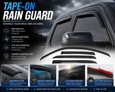 Black Horse Off Road - Black Horse Off Road [BHOR] |Tape On Rain Guard/Wind Deflectors|2019-2024 Ram 1500 Crew Cab|Smoke,4Pcs|#140540 - Image 8