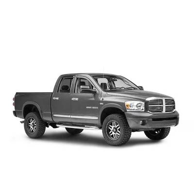 Black Horse Off Road [BHOR] |Tape On Rain Guard/Wind Deflectors|2019-2024 Ram 1500 Quad Cab|Smoke,4Pcs|#140542
