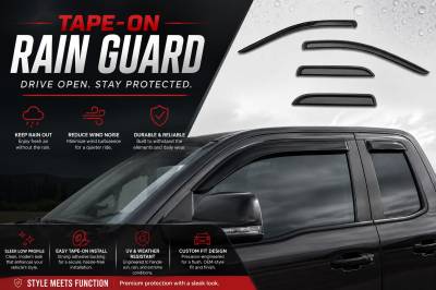 Black Horse Off Road - Black Horse Off Road [BHOR] |Tape On Rain Guard/Wind Deflectors|2019-2024 Ram 1500 Quad Cab|Smoke,4Pcs|#140542 - Image 7