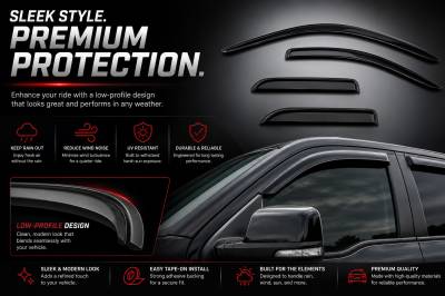 Black Horse Off Road - Black Horse Off Road [BHOR] |Tape On Rain Guard/Wind Deflectors|2019-2024 Ram 1500 Quad Cab|Smoke,4Pcs|#140542 - Image 8