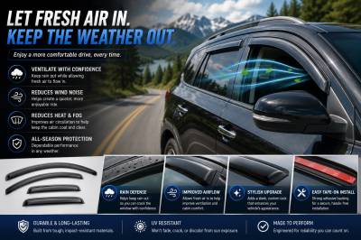 Black Horse Off Road - Black Horse Off Road [BHOR] |Tape On Rain Guard/Wind Deflectors|2011-2019 Ford Explorer |Smoke,4Pcs|#140612 - Image 4