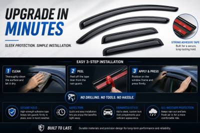 Black Horse Off Road - Black Horse Off Road [BHOR] |Tape On Rain Guard/Wind Deflectors|2011-2019 Ford Explorer |Smoke,4Pcs|#140612 - Image 5