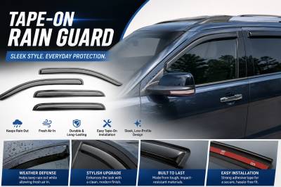 Black Horse Off Road - Black Horse Off Road [BHOR] |Tape On Rain Guard/Wind Deflectors|2011-2019 Ford Explorer |Smoke,4Pcs|#140612 - Image 7