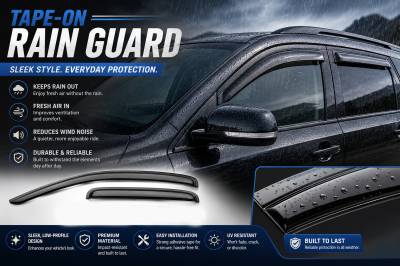 Black Horse Off Road - Black Horse Off Road [BHOR] |Tape On Rain Guard/Wind Deflectors|2011-2019 Ford Explorer |Smoke,4Pcs|#140612 - Image 8