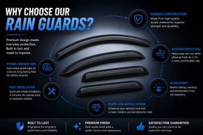 Black Horse Off Road - Black Horse Off Road [BHOR] |Tape On Rain Guard/Wind Deflectors|2011-2019 Ford Explorer |Smoke,4Pcs|#140612 - Image 10