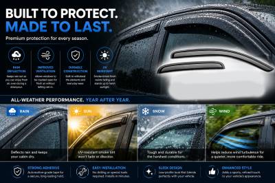 Black Horse Off Road - Black Horse Off Road [BHOR] |Tape On Rain Guard/Wind Deflectors|2001-2012 Ford Escape /2005-2012 Ford Escape /2005-2011 Mercury Mariner /2008-2011 Mazda Tribute |Smoke,4Pcs|#140616 - Image 4