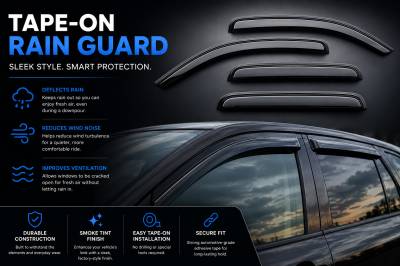 Black Horse Off Road - Black Horse Off Road [BHOR] |Tape On Rain Guard/Wind Deflectors|2001-2012 Ford Escape /2005-2012 Ford Escape /2005-2011 Mercury Mariner /2008-2011 Mazda Tribute |Smoke,4Pcs|#140616 - Image 7
